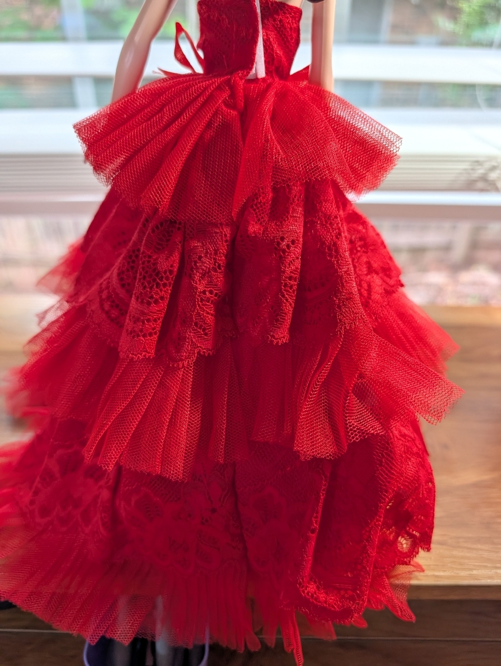 Vintage The Rose Barbie Restyled Red Ruffle Gown - Picture 10 of 10